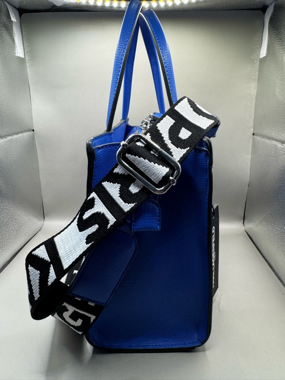 Karl Lagerfeld Royal Blue Leather Satchel with Character Patches - Picture 5 of 10